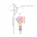 Cute silicone keychain with notebook charm and dimensions, 11cm length - Clasp Style / White