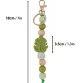 Kreativer Silikon Blatt Perlen Schlüsselanhänger mit Holz Akzenten, Gesamtlänge 18 cm - Grün
