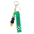 Llavero de fútbol de silicona verde con cuentas de colores y correa estampada - Verde