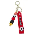 Llavero de fútbol hecho a mano con cuentas de silicona rojas y cierre dorado - Rojo