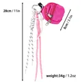 Porte-clés mini pochette rose avec cordons tressés, longueur 28cm - Rouge
