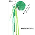Porte-clés en corde tressée verte avec mini pochette ronde et clip métallique robuste - Vert