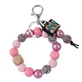 Pulsera llavero con cuentas de silicona para enfermeras con perlas rosas y púrpuras - NURSE (K-2681) / Rosa