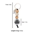 Religious silicone bead keychain with wooden beads and engraved cross charm detail - Colorful Spotted / White