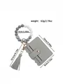 Grey PU leather card holder with silicone bead bracelet keychain and tassel detail - Space Gray