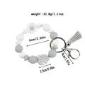 Grau-weißes Silikon-Perlenarmband Schlüsselanhänger mit Gänseblümchen und Quaste - Grau