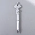 Decorative Halloween ghost silicone beaded ballpoint pen in silver and white finish. - Gray Ghost Beaded Pen (K-1464)