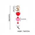 Porte-clés perles silicone Saint-Valentin cœurs rouge rose blanc long 11cm - Breloque Cœur Blanc