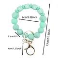Mint green silicone beaded keychain with LOVE letters and dimensions 13cm length - LOVE Letter Style / Mint Green