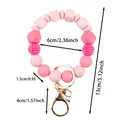 Pink silicone bead keychain with LOVE letter cubes, wristlet style bag accessory - LOVE Letter Style / Pink