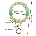 Green silicone beaded bracelet keychain with LOVE letter beads and size dimensions - LOVE Letter Style / Olive Green