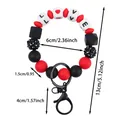 Süßes Silikonperlen-Schlüsselanhänger-Armband in Rot und Schwarz mit LOVE-Briefen - LOVE-Buchstaben-Stil / Rot