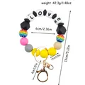 Buntes Silikonperlen-Schlüsselanhänger-Armband mit LOVE-Buchstaben - LOVE-Buchstaben-Stil / Gelb