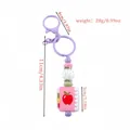 Cute pink apple notebook silicone keychain pendant with purple ring and beads SKU image - Clasp Style / Purple