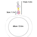 Cute silicone lanyard keychain with colorful beads and notebook charm dimensions marked - Strap Style / White