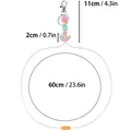 Cute silicone bead lanyard keychain with rainbow charm and product dimension guide - Strap Style / Mint Green