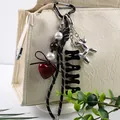 Acrylic MAMA bag charm keychain with a red heart and silver balloon dog pendant - MAMA Letter Balloon Dog Style (K-2081) / Black