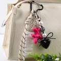 Stylish Mama acrylic heart balloon dog keychain bag charm with braided rope decoration - MAMA Letter Balloon Dog Style (K-2081) / White