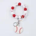 Llavero de pulsera con cuentas de silicona con tema de béisbol en rojo y blanco - Béisbol / Rojo Blanco