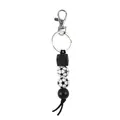 Llavero de cuentas de silicona con tema de fútbol y patrones de balones blanco y negro - Balón de Fútbol (Negro)