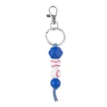 Llavero de cuentas de silicona con tema de béisbol, borla azul y cierre de metal - Béisbol (Azul)