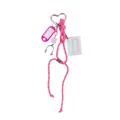 Handmade creative heart carabiner keychain with pink rope and cassette photo frame charm - Bright Pink