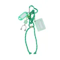 Creative green DIY keychain set with heart carabiner cassette frame and headphone charms - Verdant