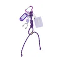 Purple handmade rope keychain with cassette photo frame and headphone charm pendant - Purple