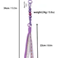 Handgemachter lila Perlen-Taschenanhänger mit Stoffquasten und Spitze - Lila