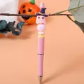 Cute Halloween pink ghost beaded pen with purple witch hat and sparkling bead DIY - Ghost Style Beaded Pen (K-1418) / Pink