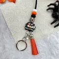 Κορδόνι σιλικόνης με χάντρες gnomo Halloween με πορτοκαλί φούντα και μεταλλικό κούμπωμα - Αυτοκίνητο (K-1454)