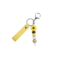 Sonnenblumen-Schlüsselanhänger mit gelbem Lederband und Silikonperlen-Akzenten - Gelb