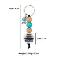Handmade cross beaded keychain with wood beads and religious quote - Turquoise Texture / Blue