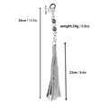 Handmade beaded tassel keychain bag charm with lace fabric in grey and white finish - Gray