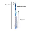 Blue and white handmade beaded tassel keychain with acrylic beads and lace - Blue