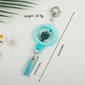 Llavero de cactus con cuentas de silicona verde azulado con borla y medidas indicadas - Estilo Cactus Hecho a Mano (K-2248) / Esmeralda
