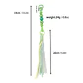 Handmade green beaded keychain with mixed fabric tassel, total length 34cm/13.3in - Green
