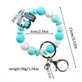 Blue and white silicone beaded keychain wristlet with a Dental Hygienist tooth charm - Mint Green