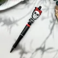 Kreativer Halloween DIY Silikon Totenkopf Perlen Kugelschreiber mit einer roten Perle - Skelett Perlen Kugelschreiber (K-1401) / Rot Schwarz und Weiß Gemischt