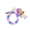Pulsera llavero de cuentas de silicona con colgante de personaje KPOP de anime - Personaje de Pelo Morado (Monster Hunter Girls)