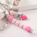 Kleurrijke kralen sleutelhanger met MAMA en DOG MOM letters, trendy tasornament - Roze