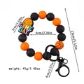 Llavero pulsera de cuentas de silicona de baloncesto con dije Game Day y dimensiones - Baloncesto / Naranja