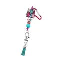 Colorful Dog Mom silicone beaded keychain with carabiner and teal PU tassel bag charm - Poodle Pink