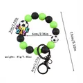 Llavero de pulsera de cuentas de silicona de fútbol en verde y negro con medidas - Verde