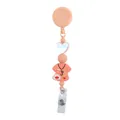 Niedliche rosa Krankenschwester-Badge-Rolle mit Silikonperlen und Herz-EKG-Anhänger - Orange