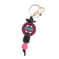 Portachiavi in perline di silicone con ciondolo MOM rosa e cappello da cowboy nero - Gamba Corta / Rosso rosa