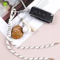 Retro sports hand-woven climbing rope keychain with baseball bat and glove charms - White