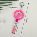Llavero de cuentas de silicona con cactus y borla rosa, accesorio hecho a mano DIY - Estilo Cactus Hecho a Mano (K-2248) / Rosa oscuro