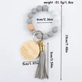 Silicone and wood bead keychain bracelet with mama engraved wood tag and grey tassel - Gray