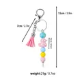 Kleurrijke siliconen kralen sleutelhanger met roze eendenhanger en kwastje decor - Lichtroze